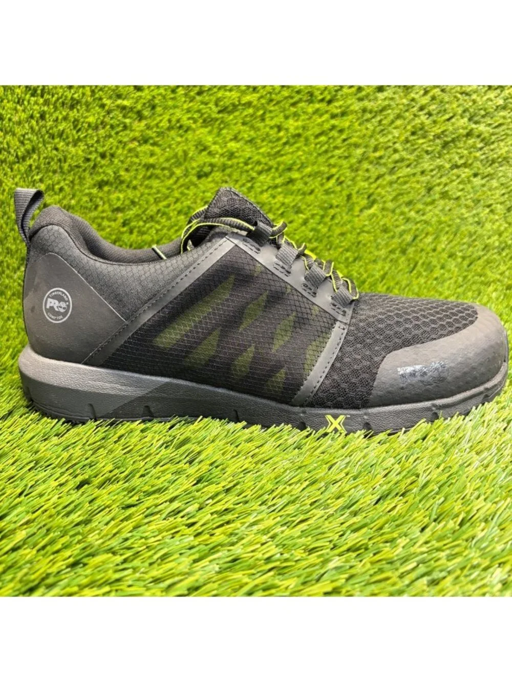 Timberland PRO Radius Mens Size 10.5 Black Green Composite Toe Safety Work Shoes